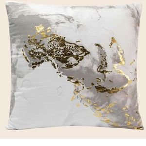 Pillow Cover Grey Marble Gold Print Velvet Abstract